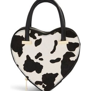 Topshop Heart-Shaped Cow Print Mini Bag